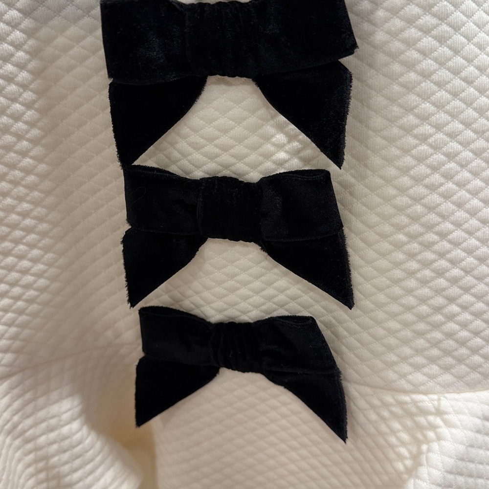 Janie and Jack Ivory Dress with Black Velvet Bow Accents. NWT - Picture 2 of 4
